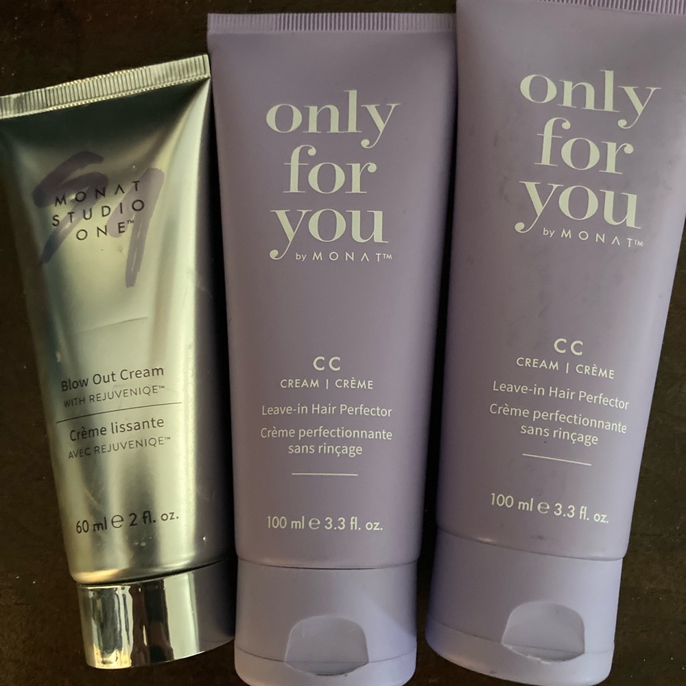 Monat blow out cream and leave in hair perfector